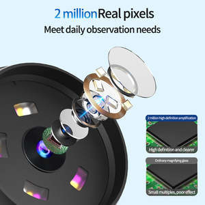 Loupe portative avec objectif de caméra 16MP et lumière à 15 LED pour l'industrie, microscope numérique avec écran 2,8 pouces, caméra 500X - Product Image 6