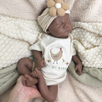 Bébé garçon africain non peint, en silicone souple, 18 pouces, entièrement en silicone solide, yeux fermés, lavable, nouveau-né noir