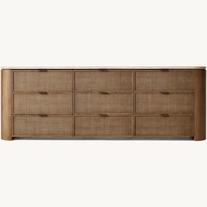 Cassettiera Moderna in Legno e Rattan con 9 Cassetti, Organizzatore per Camera da Letto - Product Image 1