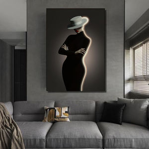 Tritratti femminili alla moda di arte della parete a LED moderni <span class=keywords><strong>in</strong></span> <span class=keywords><strong>nero</strong></span> rosso originale Figure <span class=keywords><strong>ritratto</strong></span> dipinti casa soggiorno arredamento Neon Art - Product Image 3