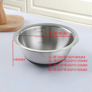 Saladiers de cuisine en métal poli de 6,3/7,9/9,45/11,8 pouces, écologiques, empilables, accessoires de cuisson avec base en silicone - Product Image 3