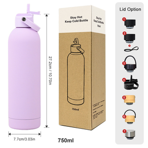 Custom Soft Touch Sport <b>Flask</b> 750ml Insulated Stainless Steel Water Bottle with Dust-proof Straw Lid and Portable Carry Handle - Product Image 5