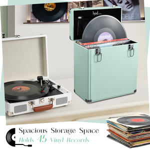 Mallette de rangement en cuir <span class=keywords><strong>pour</strong></span> disques vinyles Boîte de présentation en aluminium Mallette de transport <span class=keywords><strong>Valise</strong></span> de rangement portable avec sac en filet - Product Image 3