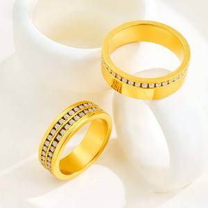 แหวนเซอร์คอนสีทองประดับสแตนเลสสไตล์วินเทจแหวนแต่งงานของผู้หญิงหรูหราหรูหราเครื่องประดับชั้นสูง - Product Image 2