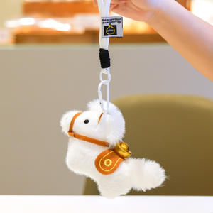 Porte-clés en peluche Yuanbao Petit Cheval de dessin animé, forme 3D, imprimé en relief, cadeau du Nouvel An, porte-bonheur, ornement, mascotte - Product Image 4
