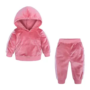 Vendita calda Design per bambini bambini bambini ragazzi ragazza cotone velluto maglia felpa con cappuccio e pantaloni per bambini vestiti natale 2 pezzi abbigliamento bambino set