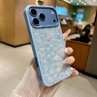 Coque de téléphone scintillante avec strass pour iPhone 17 18 Pro Max, protection d'objectif 3D Cœur Étoile Papillon Perle Diamant