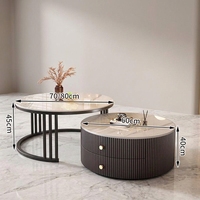 Table basse moderne minimaliste avec plateau en marbre rétractable et structure en métal, mobilier haut de gamme pour petit salon
