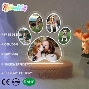 Lámpara LED Nocturna <span class=keywords><strong>Personalizada</strong></span> <span class=keywords><strong>con</strong></span> <span class=keywords><strong>Foto</strong></span> de Mascota, Collage de Fotos de Patas en Acrílico para Amantes de Mascotas - Product Image 1