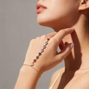 RINHOO Bracciale a Catena Intrecciata Placcato Oro 18k Stile Bohemien, Design Semplice, Multistrato con Perline, Gioielli Artistici da <span class=keywords><strong>Braccio</strong></span>, Regalo per Ragazze - Product Image 2