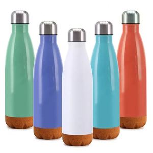 Custom Promotional 17oz Stainless Steel Water <b>Bottle</b> Thermos Cup Vacuum <b>Flasks</b> Cola Sports Water <b>Bottles</b> with Cork Base - Product Image 1