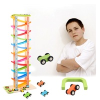 Tendance 2026 : Voiture jouet pour enfants en bois, 16 couches colorées, avec piste de glisse pour véhicules à inertie, pour le développement intellectuel