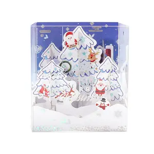 Handgemaakte Kerst Muziek Wenskaart 3d Kerst Snowscape Kaart