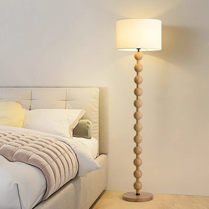 Lámpara de pie de madera de nogal posmoderna estilo Retro Vertical E27 LED tela amarilla pequeña para diseño minimalista de sala de estar y dormitorio - Product Image 5