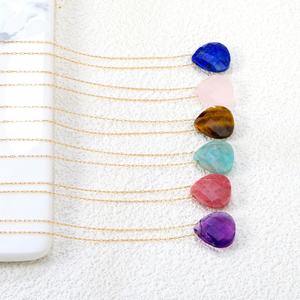 Joyería de Acero Inoxidable al por Mayor, Chapada en Oro de 18K, Collar con Colgante de Piedra Natural en Forma de Gota de Agua, Collar con Gemas de Colores - Product Image 6