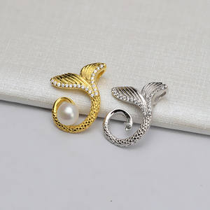 Colgante de Plata S925 con Diseño de Cola de Sirena y Pez Pequeño, Colgante Vacío 9-10, Accesorios 655 para Joyería Femenina, Componentes para Bisutería - Product Image 1