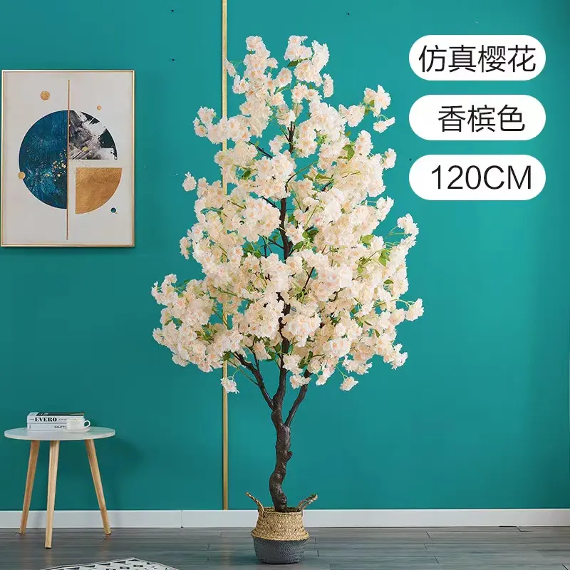 Pot bunga sakura buatan, pohon sakura seni lantai dekorasi ruang tamu ruang tanaman dekorasi ruang tamu