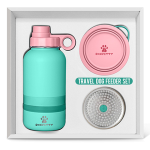 A Pronta Entrega: Amostra Grátis Garrafa Portátil de Água para Cães 3 em 1 (32oz, 64oz) com 2 Tigelas – <span class=keywords><strong>Pet</strong></span> de Viagem Térmico de Aço Inoxidável - Product Image 2