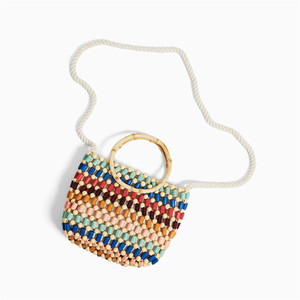 Nuevo colorido cuentas tejidas bolsa de playa bolso de hombro ganchillo bolso de cuentas de madera de bolsa para tejido - Product Image 1