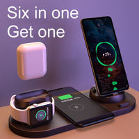 Chargeur sans fil 6 en 1, support de montre, pliable, chargeur d'écouteurs, charge rapide 10w 15w pour iPhone Android