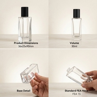 Flacon de parfum de voyage de luxe personnalisé en verre mince, vide, avec bouchon noir imitation bois, 30 ml