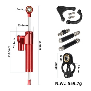 Amortisseur de direction rouge avec support de fixation pour trottinette électrique Ausom Gallop Kukirin, support modifié en aluminium et acier - Product Image 2