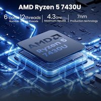Mini PC untuk Penggunaan Bisnis AMD Ryzen 5 7430U (6C/12T Maks 4.3GHz Mengungguli 5500U) Grafis Terintegrasi Tanpa RAM/SSD/OS Penyimpanan DIY