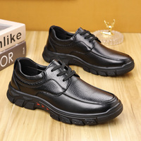 Mocassins Homme en Cuir Grainé à Lacets avec Semelle Épaisse et Dents Profondes – Chaussures Décontractées Confortables pour le Travail et le Bureau