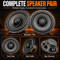 Set Speaker Audio Mobil Koaksial 6.5 Inch Canggih 30W RMS 120W Peak 90dB 60-20KHz 4 Ohm Kerucut Kevlar Anyaman Dengan Grille Tweeter