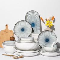 Vaisselle en porcelaine japonaise en gros d'usine et kit de tasses - Vaisselle de table avec assiette à soupe et bol à riz