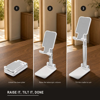 Support de téléphone portable de bureau portable, support paresseux rétractable pour tablette et smartphone pour regarder des vidéos