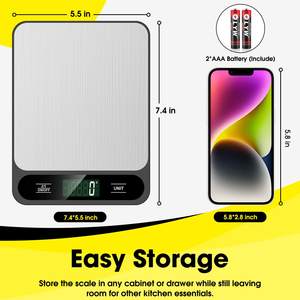 Báscula Digital Inteligente de Alta Precisión para Cocina, 5 kg, con Pantalla LCD, Funciona con Batería y Tapa - Product Image 3