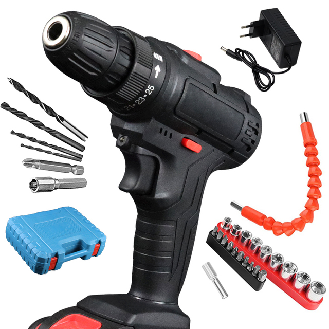 L  Power Tools Manufacturer 21V Lithium Battery Cordless Electric Drill Variable Magnetic Hammer Double Speed Screwdriver
