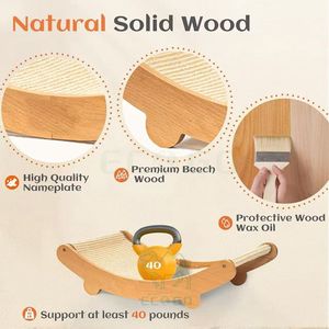 Organic Bamboo Modern <b>Cat</b> Scratcher <b>Bed</b> Hammock Scratch Post for Indoor Use Eco-Friendly Natural Design for <b>Large</b> <b>Cats</b> - Product Image 2