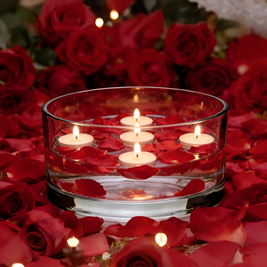 Bol à bougie flottante cylindrique en <span class=keywords><strong>verre</strong></span> <span class=keywords><strong>transparent</strong></span> de 15 cm, non artisanal, large et peu profond, pour bougies chauffe-plat, pétales de rose, décoration intérieure - Product Image 4