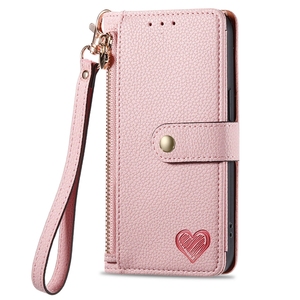 Pour Huawei Pura 70 Pro Plus étui portefeuille en peau de litchi, étui pour carte de crédit Design coeur lanière pour Honor 200 Lite/X6B - Product Image 5