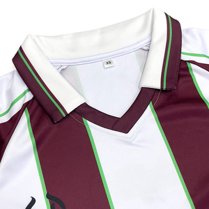 Camiseta de Fútbol Personalizada Vintage a Rayas de Poliéster/Algodón, Estilo Urbano, con Estampado Digital, Transpirable y de Secado Rápido, Cuello en V - Product Image 3