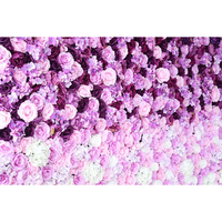 Dinding Bunga Buatan Warna Ungu Passion, Simfoni Bunga Campuran Lavender dan Mawar untuk Pesta Pernikahan