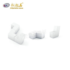 Nuevos Materiales de Construcción de Piedra UHPC, Banco de Combinación Irregular, Asiento de Cemento Urbano Minimalista Blanco - Product Image 4