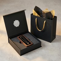 Boîte à bijoux en bois de noyer de luxe avec logo personnalisé Landy, longue et rectangulaire, pour pendentif et bracelet