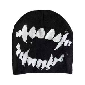 Mode drôle impression Slouchy Beanie <span class=keywords><strong>chimio</strong></span> tricot décontracté chapeau Halloween chapeaux tricotés crâne casquette pour hommes femmes - Product Image 3