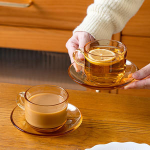 Juego de tazas de café Amber de 185 ml, diseño simple, tazas de vidrio artístico para máquinas de espresso - Product Image 5