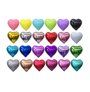 18 inch inflatable party decorations plain color helium heart shape foil balloons for birthday decoration