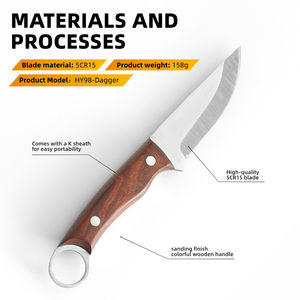 Coltello multiuso in acciaio inox sopravvivenza a lama fissa all'aperto coltello da caccia con manico in legno - Product Image 5