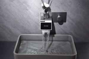 New Design Square Brass <b>Waterfall</b> Sensor Smart Digital Basin Mixer With Temperature Display for Bathroom Bathroom Digital - Product Image 3