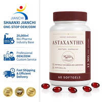 Capsules de Gélules Molles d'Astaxanthine 12 mg avec Huile de Krill, Marque Privée OEM ODM, 60 Gélules, Vente en Gros Personnalisée pour les Marques