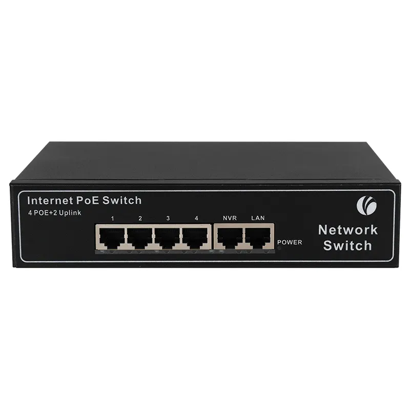 VCOM OEM ODM 100M Network PoE Switch 72W 4 Ports Active Ethernet Switch 4FE PoE 2FE Uplink