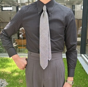 Style italien Gentry robe rétro britannique hommes à la mode <span class=keywords><strong>Slim</strong></span>-<span class=keywords><strong>Fit</strong></span> <span class=keywords><strong>chemise</strong></span> rayée à manches longues tout match décontracté banlieue sergé printemps - Product Image 3