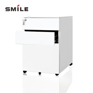 CHNSMILE armadietto a 3 cassetti con piedistallo in metallo, chiudibile a chiave con maniglie nascoste, bianco, per riporre l'ufficio e la scrivania a casa - Product Image 6