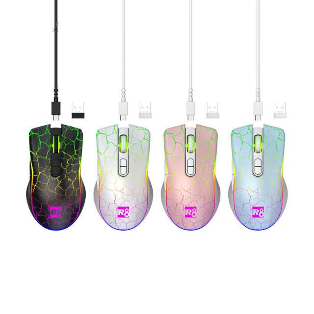 R8 R146 Cheap 6D RGB Wireless Usb Computer Rechargeable Gaming Mouse With Light Mouse Custom Logo Accept